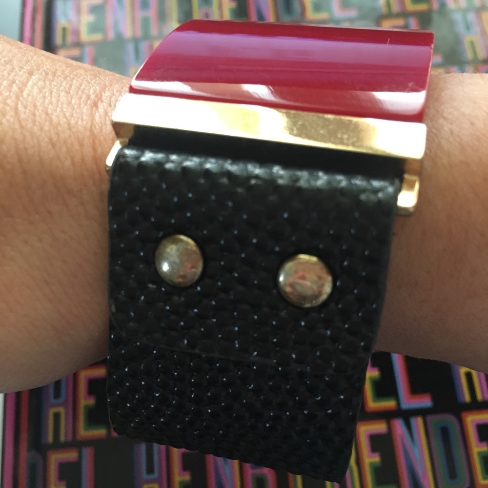 ❗️2 for $15❗️ Red with black leather cuff.